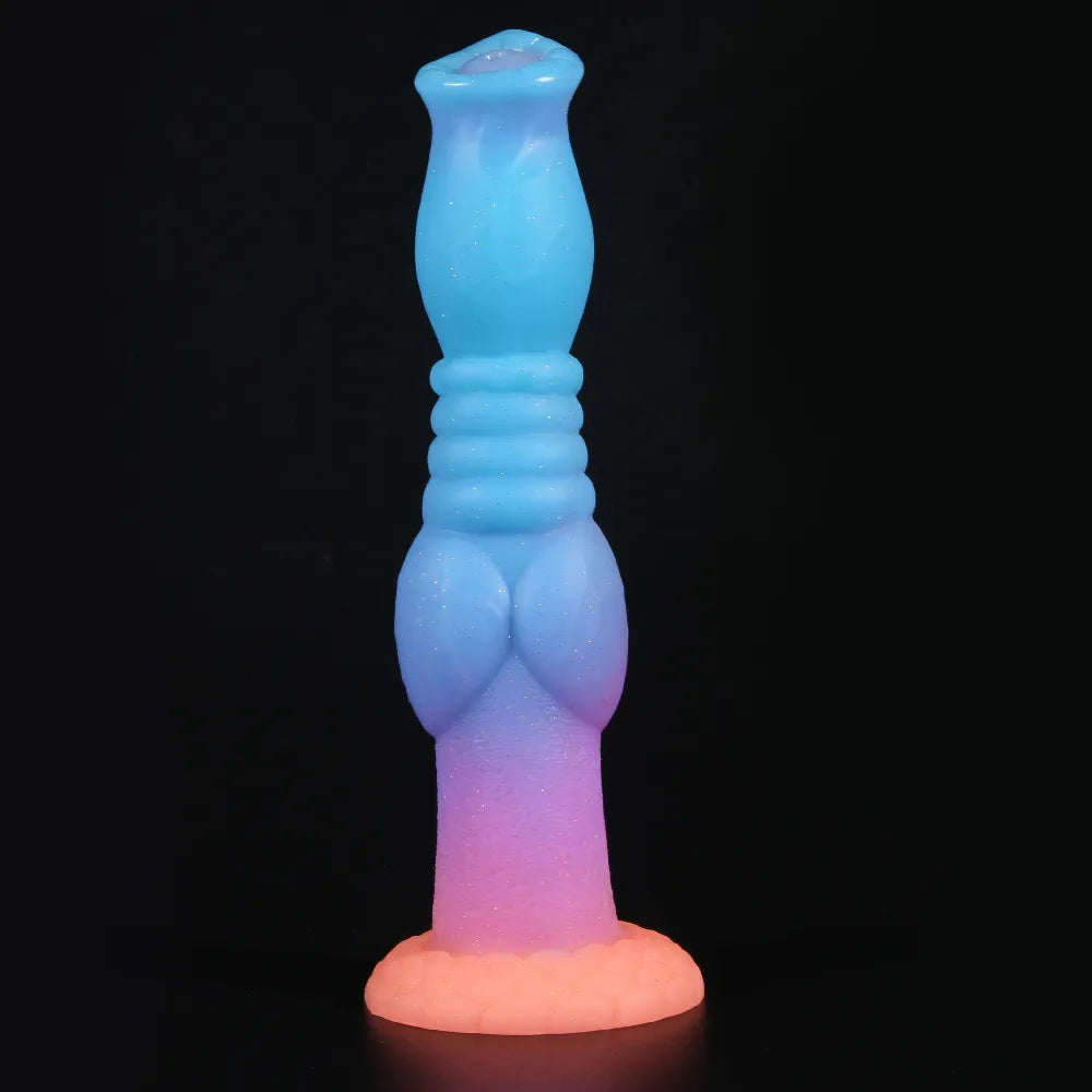 Colourful Luminous Animal Dildo Anal Plug for Women Men Silicone Glow In Dark Wolf Penis with Sucker Sex Toys Butt Plug