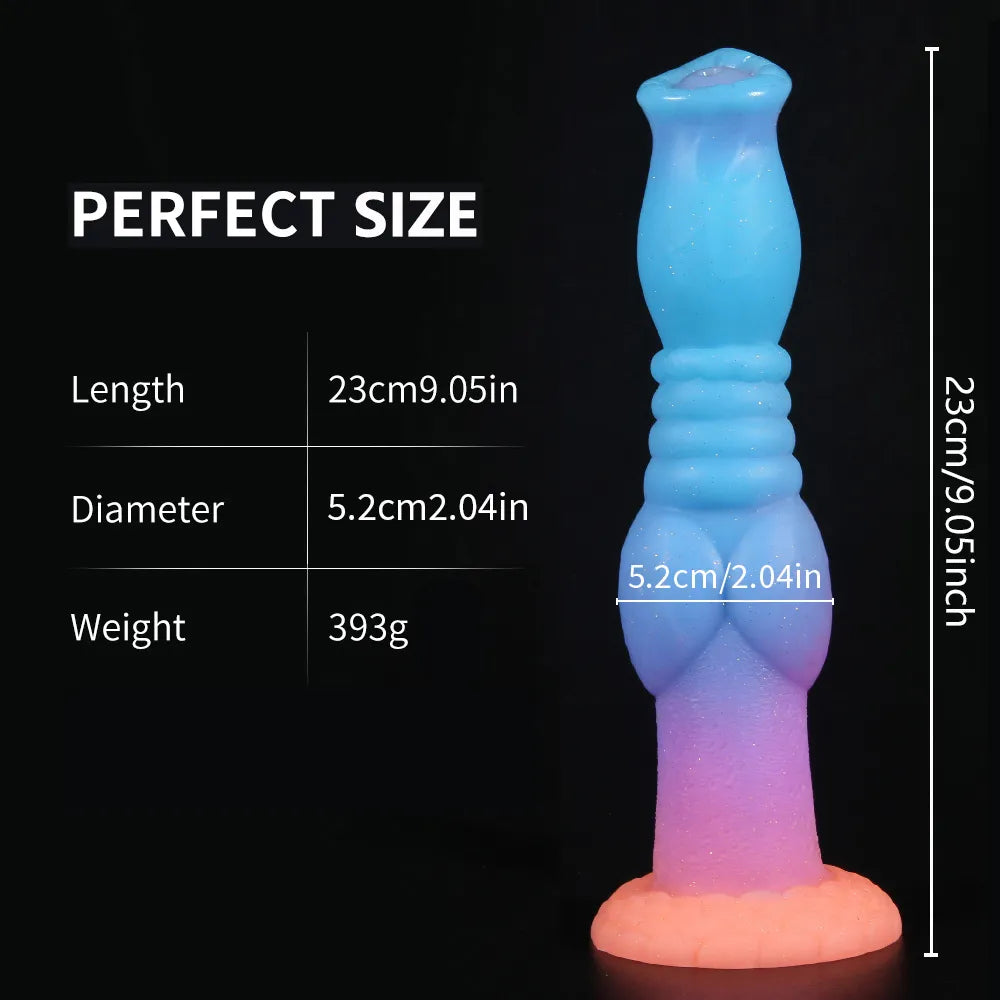 Colourful Luminous Animal Dildo Anal Plug for Women Men Silicone Glow In Dark Wolf Penis with Sucker Sex Toys Butt Plug