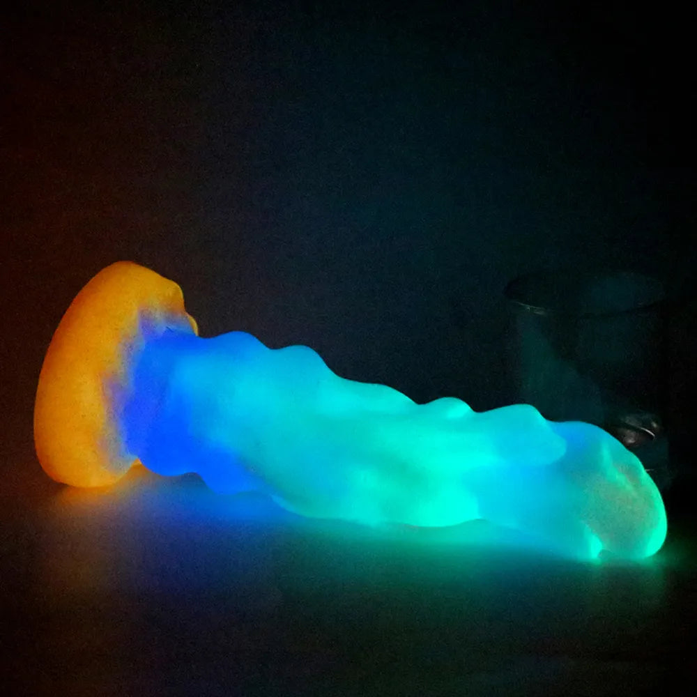 Colourful Luminous Dildo Monster Dragon Dildo Huge Butt Plug Anal Toys for Women Men Glowing Dildo Penis with Sucker Sex Toys