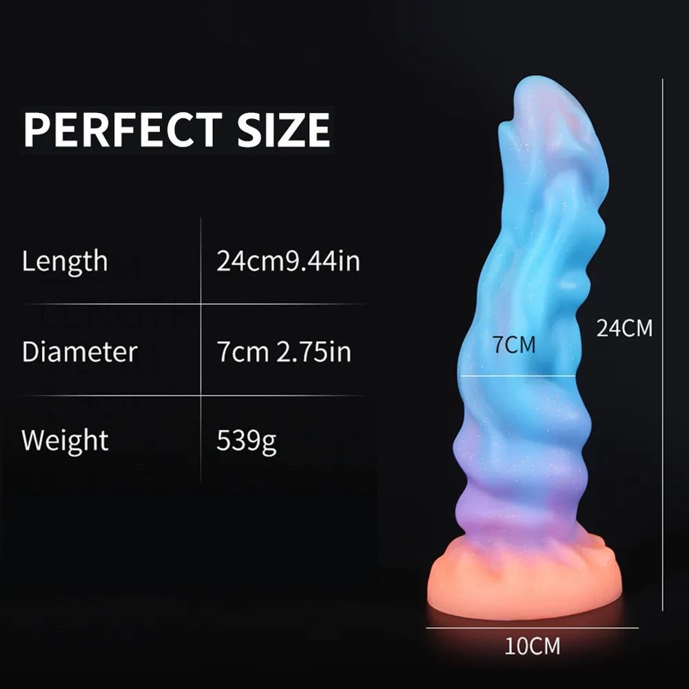 Colourful Luminous Dildo Monster Dragon Dildo Huge Butt Plug Anal Toys for Women Men Glowing Dildo Penis with Sucker Sex Toys