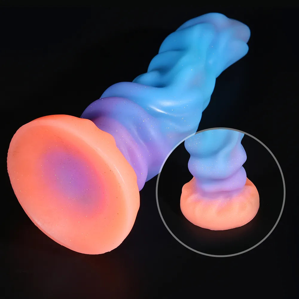 Colourful Luminous Dildo Monster Dragon Dildo Huge Butt Plug Anal Toys for Women Men Glowing Dildo Penis with Sucker Sex Toys