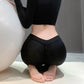 Cosplay Black and Gray Smooth Zipper Open Crotch Yoga Pants Underwear Stockings Sexy Pants Open Crotch Hotpants