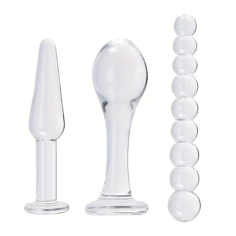 Crystal Clear Glass Dildo Anal Beads Plug G-Spot Stimulation Adult Sex Toy Butt Plug Stimulation Female Masturbation Sex Toys