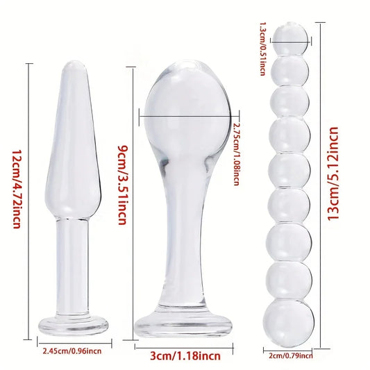 Crystal Clear Glass Dildo Anal Beads Plug G-Spot Stimulation Adult Sex Toy Butt Plug Stimulation Female Masturbation Sex Toys