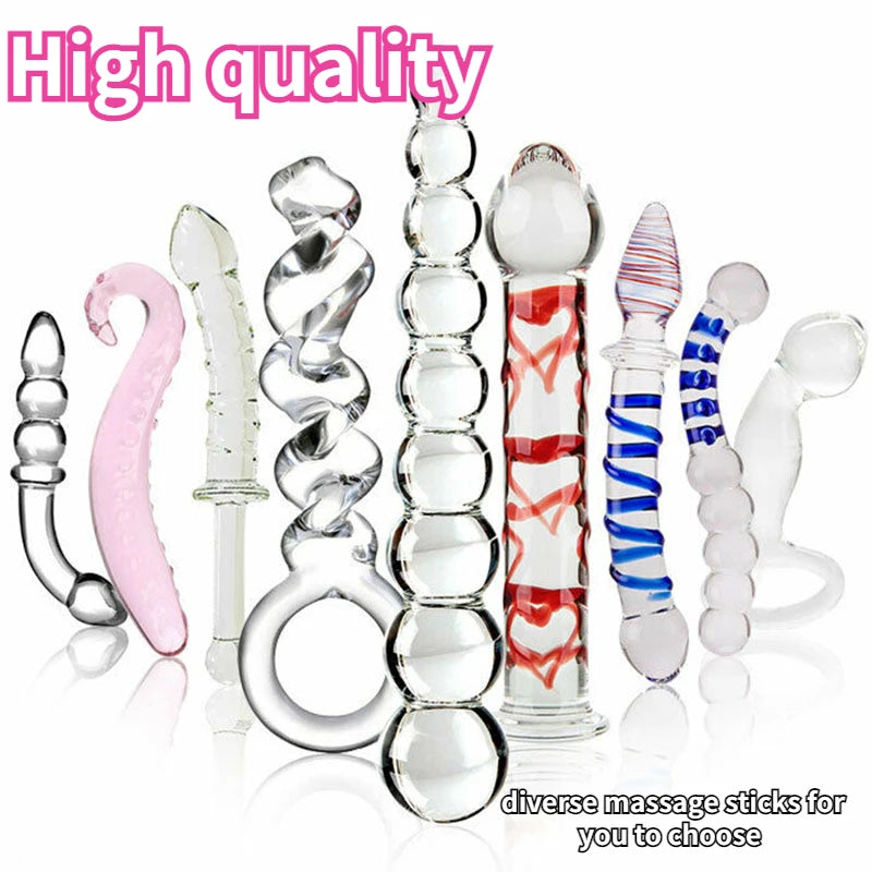 Crystal Clear Glass Dildo Anal Plug G-spot Stimulation Dildo Glass Anal Butt Plug Sex Toys for Woman Couples Vaginal Massage