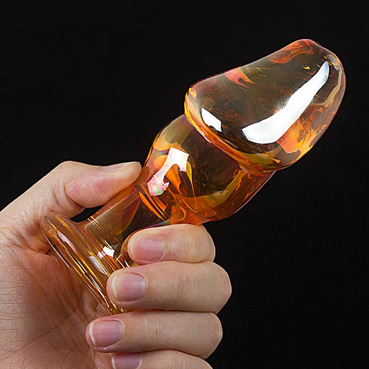 Crystal Gold Glassl Dildo Jelly Dildo Glass Butt Plug Glass Anal Dildo G Spot Massage Female Masturbation Sex Toys for Women