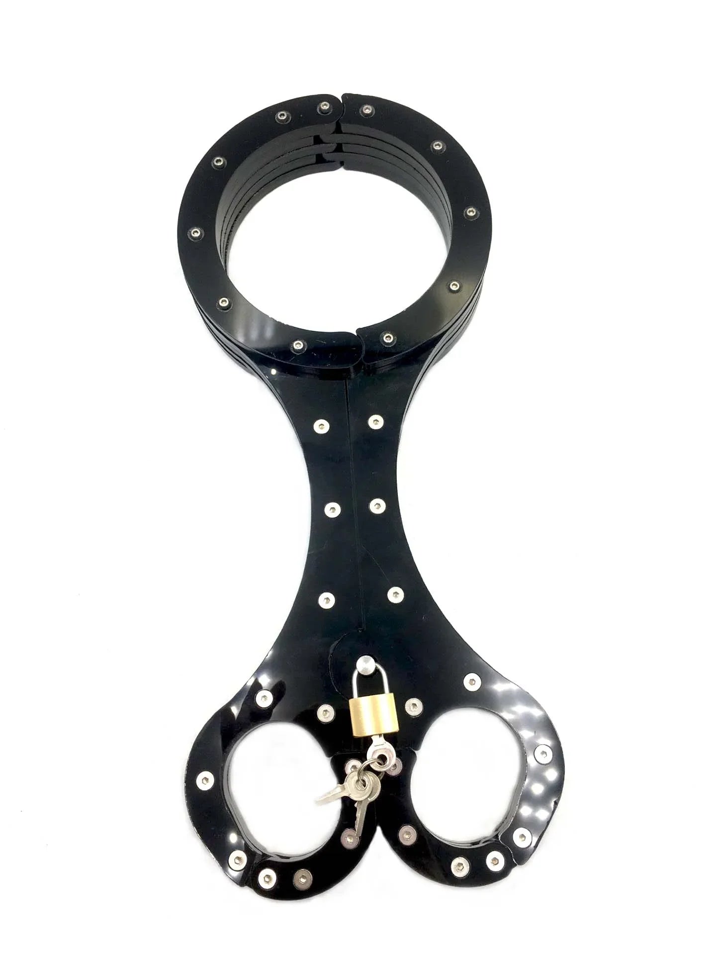 Crystal Round Neck Collar Ring Oval Handcuffs Wrist Bondage Lockable Neck To Wrist Adult Games Erotic Frame Sex Products