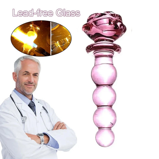 Cute Anal Dildos Glass Long Anal Plug Pink Glass Butt Plug Smooth But Plug Women Masturbation Anal Dilatation Prostate Massage