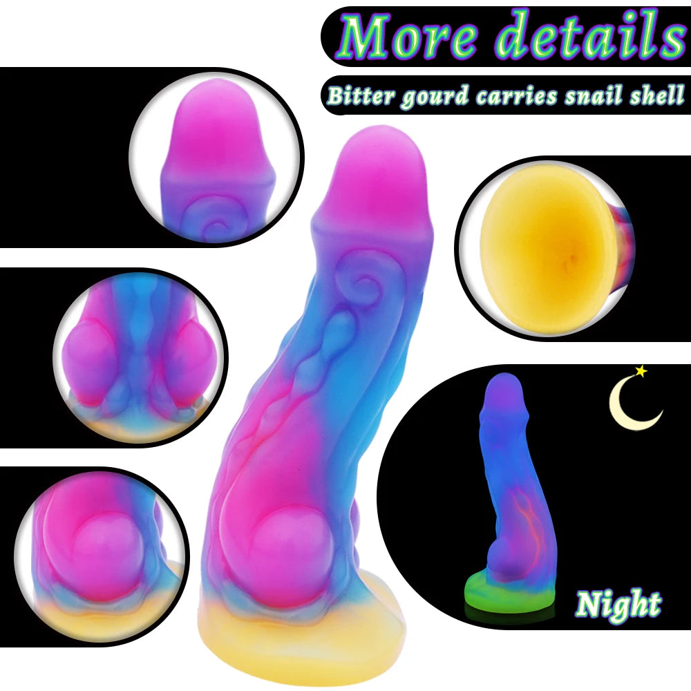 Cute New Luminous Dildo Anal Sex Toys for Women Men Colourful Glowing Dildos Huge Dragon Monster Dildo Butt Plug Adult Toys