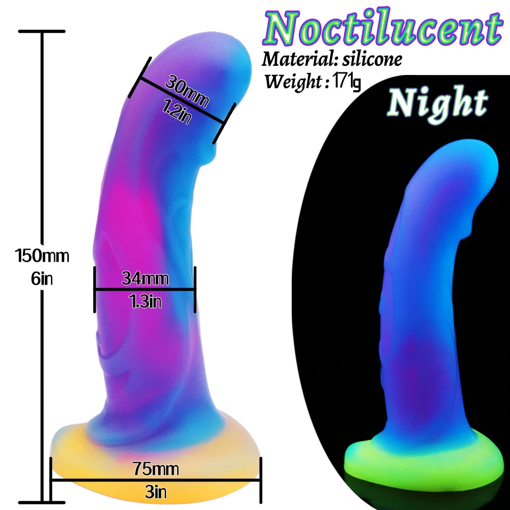 Cute New Luminous Dildo Anal Sex Toys for Women Men Colourful Glowing Dildos Huge Dragon Monster Dildo Butt Plug Adult Toys