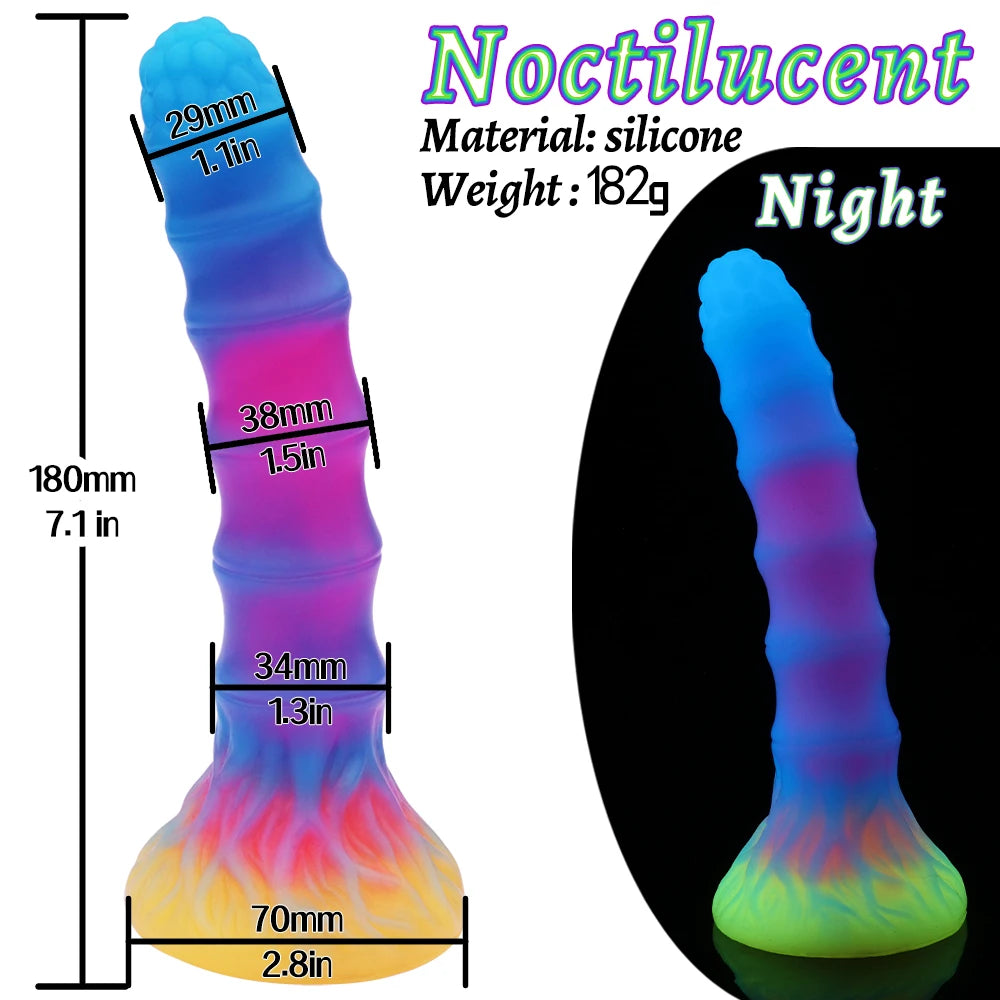 Cute New Luminous Dildo Anal Sex Toys for Women Men Colourful Glowing Dildos Huge Dragon Monster Dildo Butt Plug Adult Toys