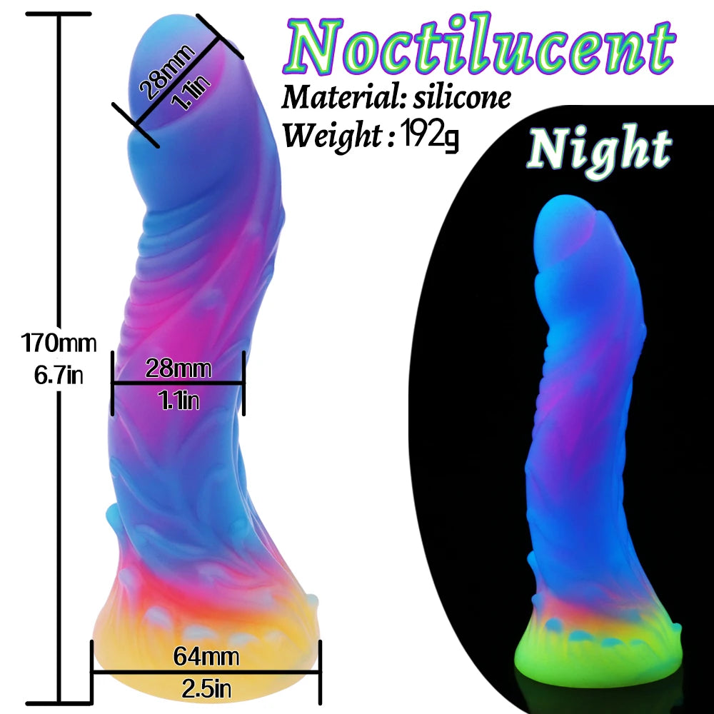 Cute New Luminous Dildo Anal Sex Toys for Women Men Colourful Glowing Dildos Huge Dragon Monster Dildo Butt Plug Adult Toys