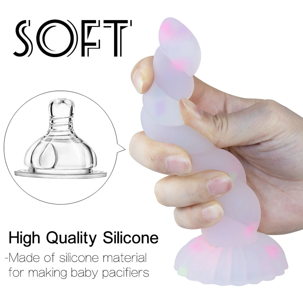 Cute Small Anal Dildo With Suction Cup Dildos Glow in Dark Masturbator silicone butt plug Erotic Sexy Toys For Women Men Sexshop