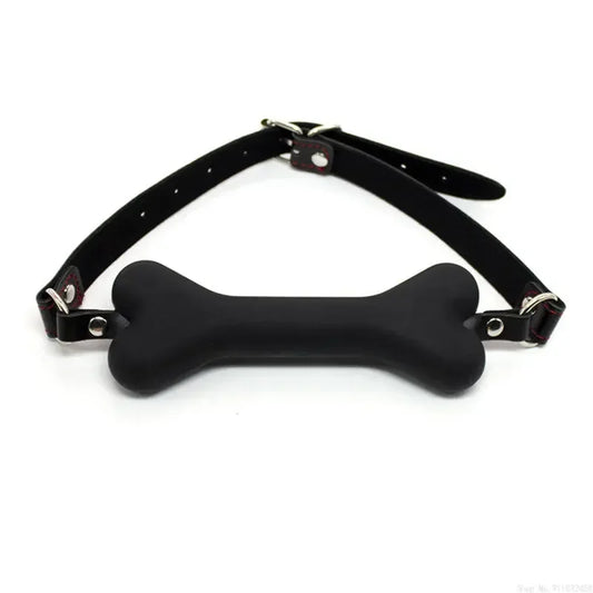 Cute Solid Leather Harness Mouth Silicone Dog Bone Ball Gag BDSM Mouth Plug Couples Flirting Sex Products For Women