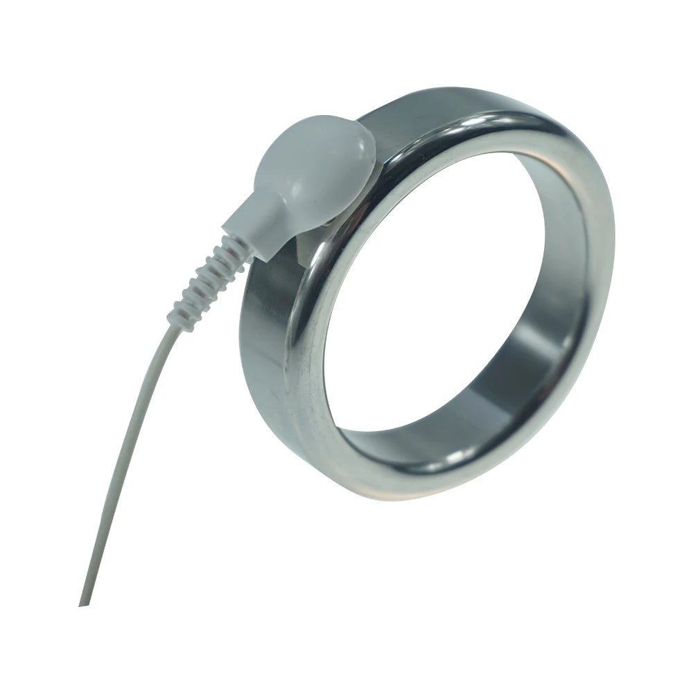 DIY 5sizes for choose electric shock stainless steel penis cock ring vibrator metal electro stimulation accessory sex toys