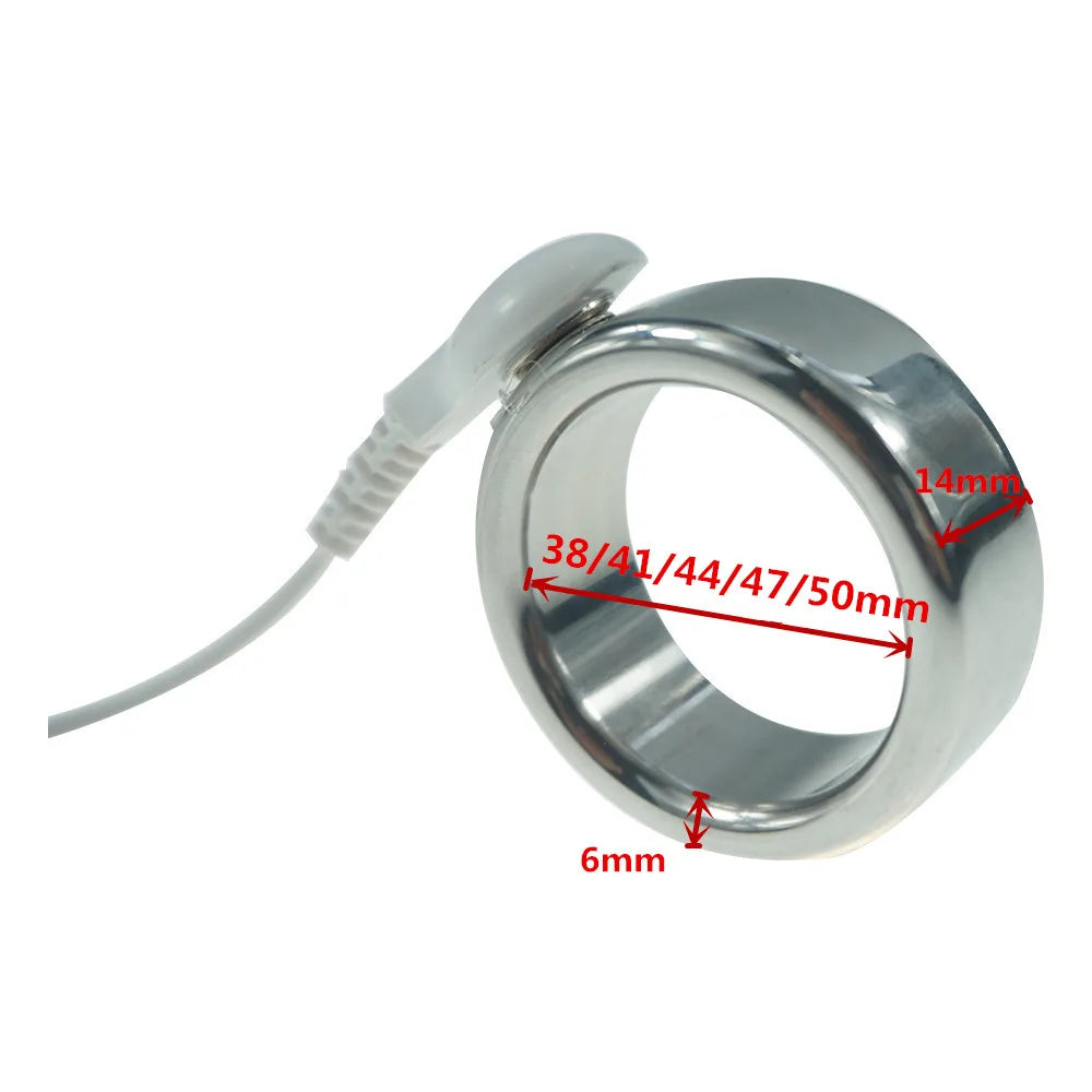 DIY 5sizes for choose electric shock stainless steel penis cock ring vibrator metal electro stimulation accessory sex toys