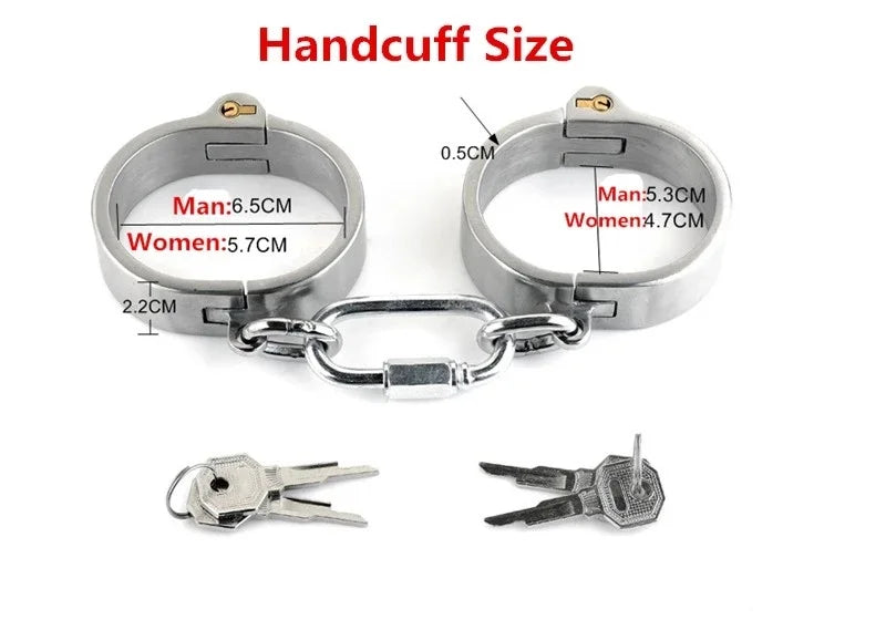 Detachable Stainless Steel Neck Collar Handcuffs Ankle Cuffs Bondage Set Buckle BDSM Slave Adult Games Sex Toy for Men Woman