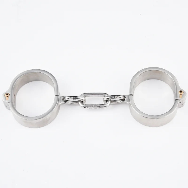 Detachable Stainless Steel Neck Collar Handcuffs Ankle Cuffs Bondage Set Buckle BDSM Slave Adult Games Sex Toy for Men Woman