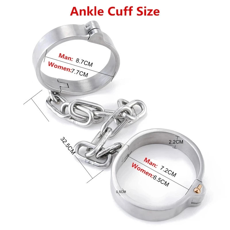 Detachable Stainless Steel Neck Collar Handcuffs Ankle Cuffs Bondage Set Buckle BDSM Slave Adult Games Sex Toy for Men Woman