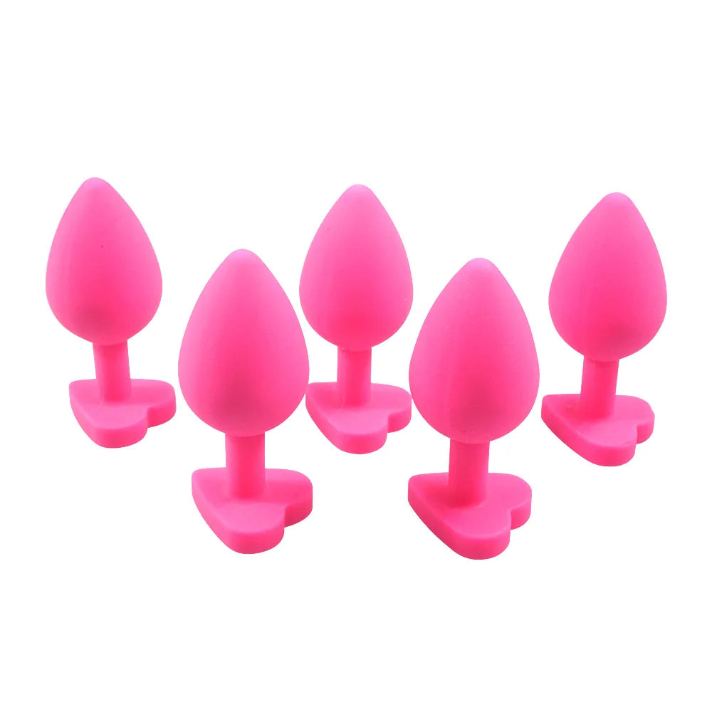 Dia 35mm medium size heart shape pink silicone anal beads butt plug Prostate Massager dildo erotic sex toys for men women