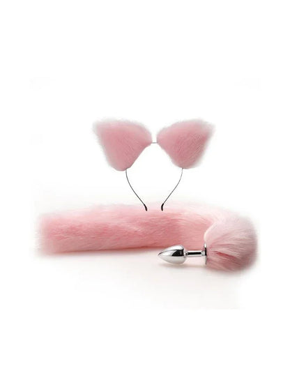 Dildo Anal Plug Cute Ears Headbands Fox Rabbit Tail Metal Butt Anal Plug Erotic Cosplay Accessories Adult Sex Toy for Couples