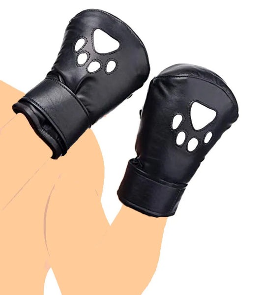 Dog's Paw Fist Glove Leather Premium Pet Crawler Set Padded Pup Puppy Mitts BDSM Bondage Dog Paw Print Paws Mittens Toys