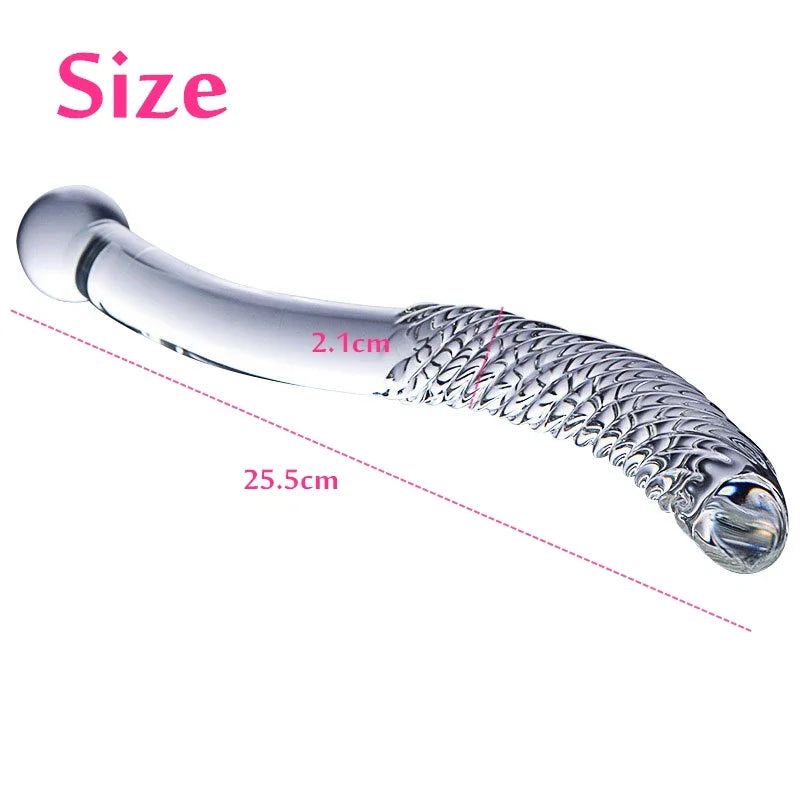 Double Ended Crystal White Pyrex Glass Dildo Artificial Penis Granule  Spiral G Spot massager Adult game Sex Toys for Woman Gay