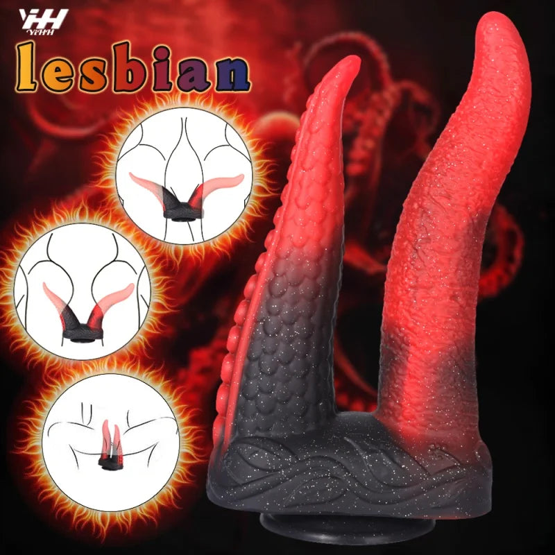 Double-Ended Dildo Huge Tentacle Realistic Dildo Silicone Big Anal Butt Plug With Suction Cup Penis Sex Toys for Women Lesbian