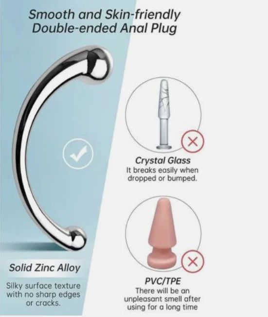 Double Ended Stainless Steel G Spot Wand Massage Vagina Stimulator Anal Plug Prostate Massge Stick Sex Toys for Men Women Adult