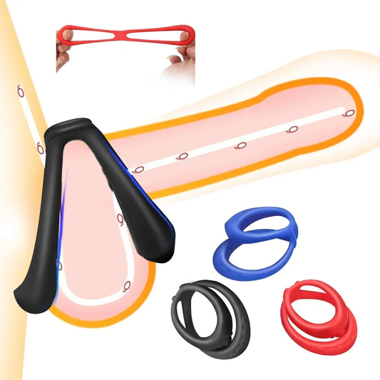 Double Penis Ring Reusable Silicone Semen Cock Ring Penis Enlargement Delay Ejaculation Sex Shop Sex Toy For Men Chastity Device