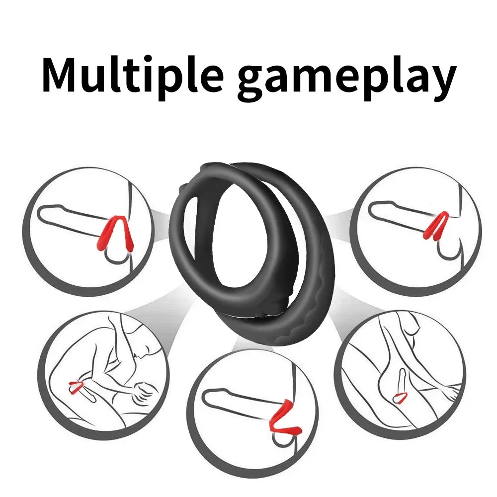 Double Penis Ring Reusable Silicone Semen Cock Ring Penis Enlargement Delay Ejaculation Sex Shop Sex Toy For Men Chastity Device