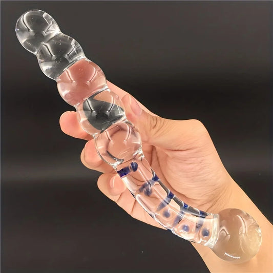 Double-ended Glass Crystal Beaded Balls Anal Plug Toy G-spot Masturbator Anus Dilator Stimulation Massager Adult Games Sex Toy