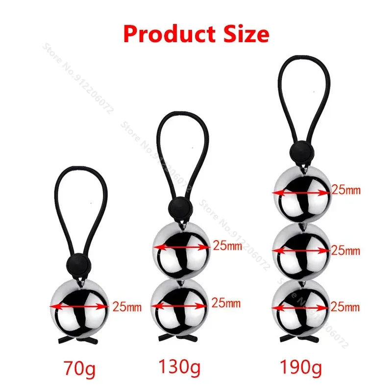 Drop Ball Penis Ring Metal Ball Weight Hanger for Penis Enlargement Weight Stretcher Extender Cock Ring Male Chastity Device 18