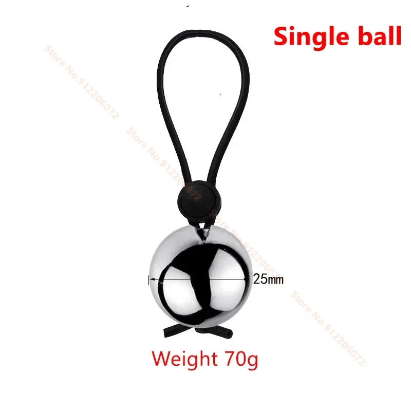 Drop Ball Penis Ring Metal Ball Weight Hanger for Penis Enlargement Weight Stretcher Extender Cock Ring Male Chastity Device 18