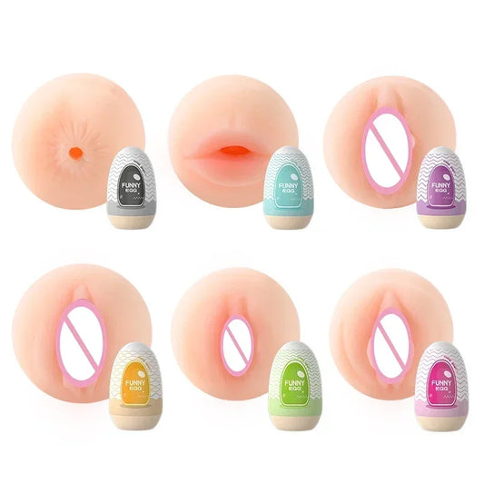 Egg Portable Stimulator Penis Massager Soft Rubber Adult Sex Toys for Men Realistic Vagina Pocket Pussy Mini Cups Masturbator