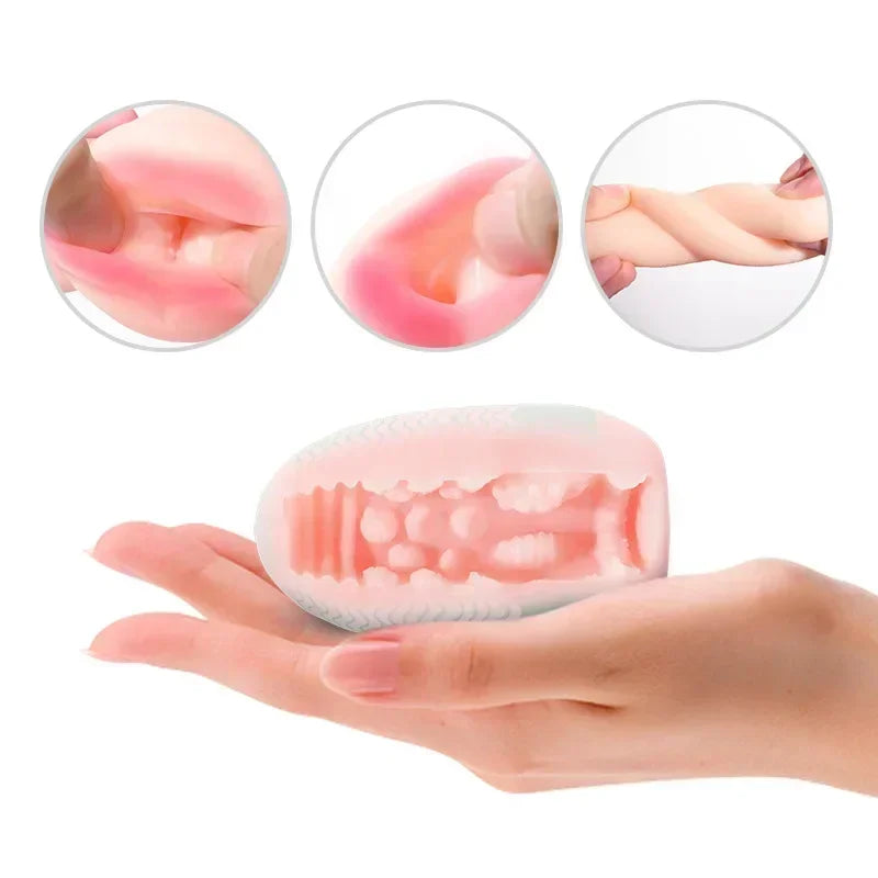 Egg Portable Stimulator Penis Massager Soft Rubber Adult Sex Toys for Men Realistic Vagina Pocket Pussy Mini Cups Masturbator