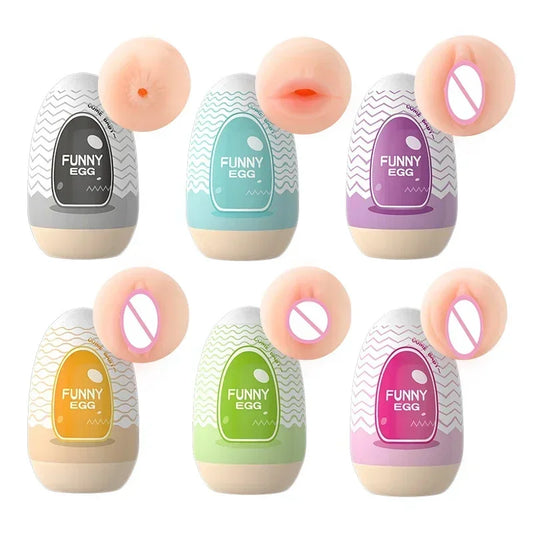 Egg Portable Stimulator Penis Massager Soft Rubber Adult Sex Toys for Men Realistic Vagina Pocket Pussy Mini Cups Masturbator