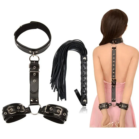 Erotic Sex Toys Neck collar Handcuff Whip For Couples Woman and Adult sexy Game BDSM Bondage Restraint Rope Exotic Accessories