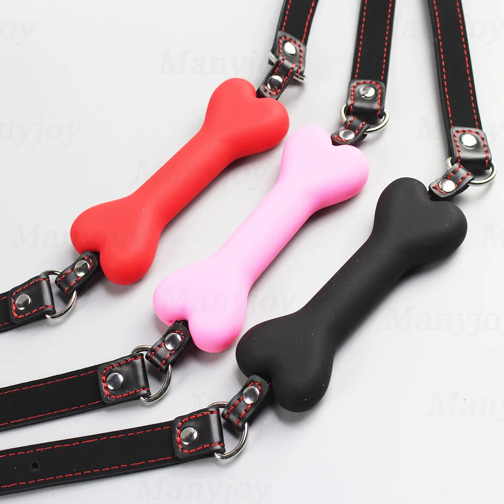 Erotic Toys Silicone Dog Bone Gag Cute Solid Harness Restraints Open Mouth Gag Breathable Sex Ball  Sm Slave Cosplay for Adult