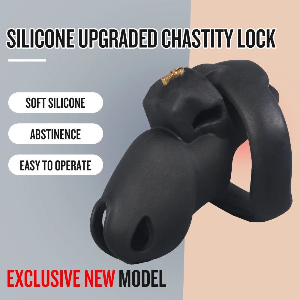 Exclusive new model Silicone Chastity Cage Male Cock Lock With 5 Penis Rings Sex Toys For Sissy Men Femboy Stretcher BDSM Gay Er