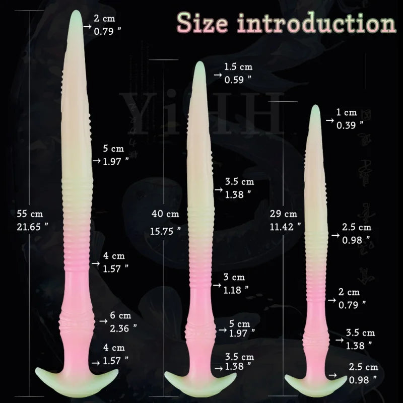 Extra Long Anal Sex Toys 3 Sizes Large Butt Plug Luminous Colourful Sex Tools Adult Long Anus Dildo Vagina Stimulate Sex Shop