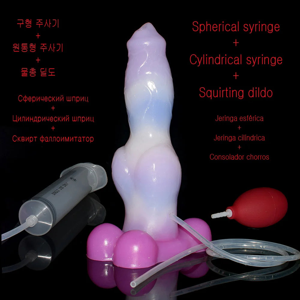 FAAK Animals Dildo Super Long Large Penis Squirting Dildo Sex Toys Masturbation Ejaculate Penis Anal Massage Toys for Adults 18+