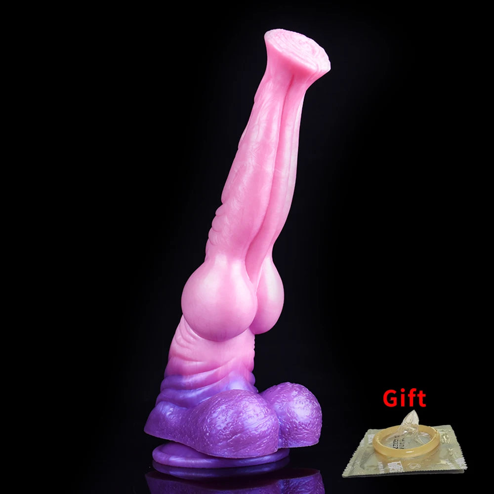 FAAK Big Knot Horse Dildo With Suction Cup Liquid Silicone Long Anal Plug Realistic Animal Penis Sex Toys For Women Adult Games