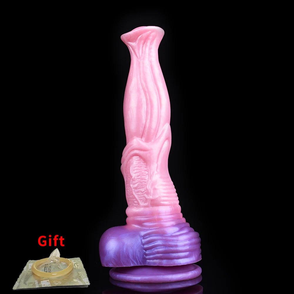 FAAK Big Knot Horse Dildo With Suction Cup Liquid Silicone Long Anal Plug Realistic Animal Penis Sex Toys For Women Adult Games