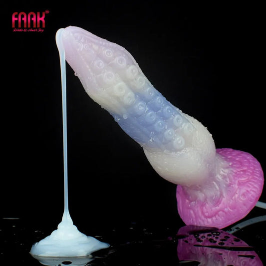 FAAK Fantasy Ejaculation Animal Dildo With Suction Cup Squirting Penis Spray Liquid Silicone Colorful Sex Toys For Men Women