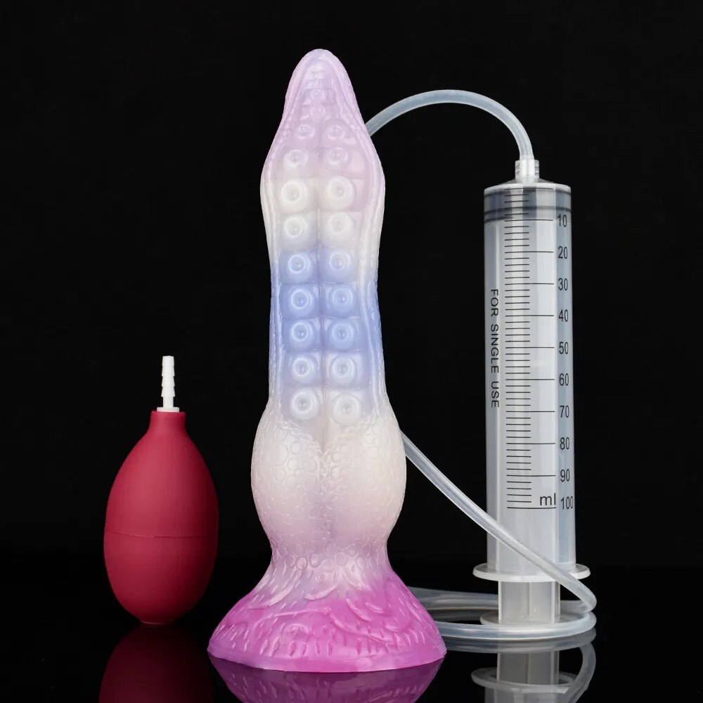 FAAK Fantasy Ejaculation Animal Dildo With Suction Cup Squirting Penis Spray Liquid Silicone Colorful Sex Toys For Men Women