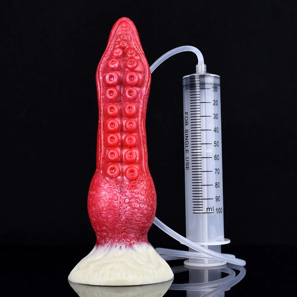 FAAK Fantasy Ejaculation Animal Dildo With Suction Cup Squirting Penis Spray Liquid Silicone Colorful Sex Toys For Men Women