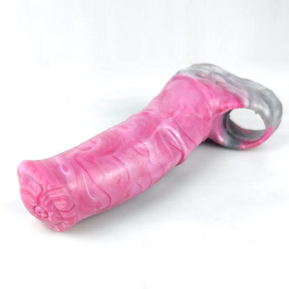 FAAK Fantasy Horse Penis Sleeve Gory Raw Meat Color Dick Enlargement & Extension Silicone Cock Sheath Sex Toys For Men