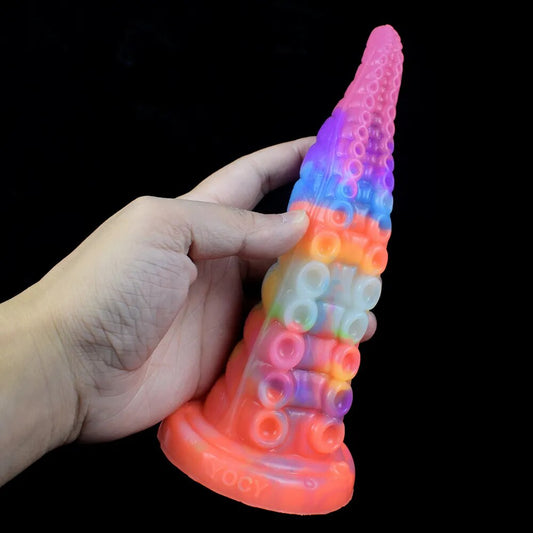 FAAK Fantasy Luminous Octopus Tentacles Silicone Anal Plug With Suction Cups Erotic Toys For Male And Female Masturbation