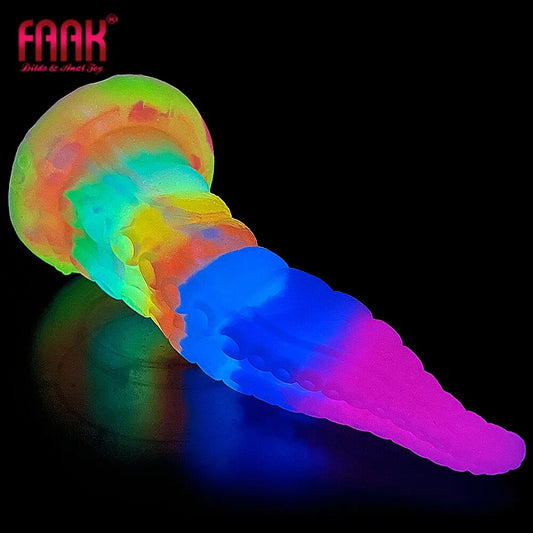 FAAK Fantasy Luminous Octopus Tentacles Silicone Anal Plug With Suction Cups Erotic Toys For Male And Female Masturbation